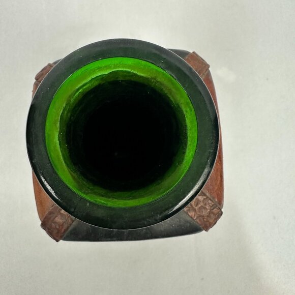 Leather Wrapped Whiskey Decanter With Lion Motif & Wooden Stopper A Menini Italy - Picture 7 of 7